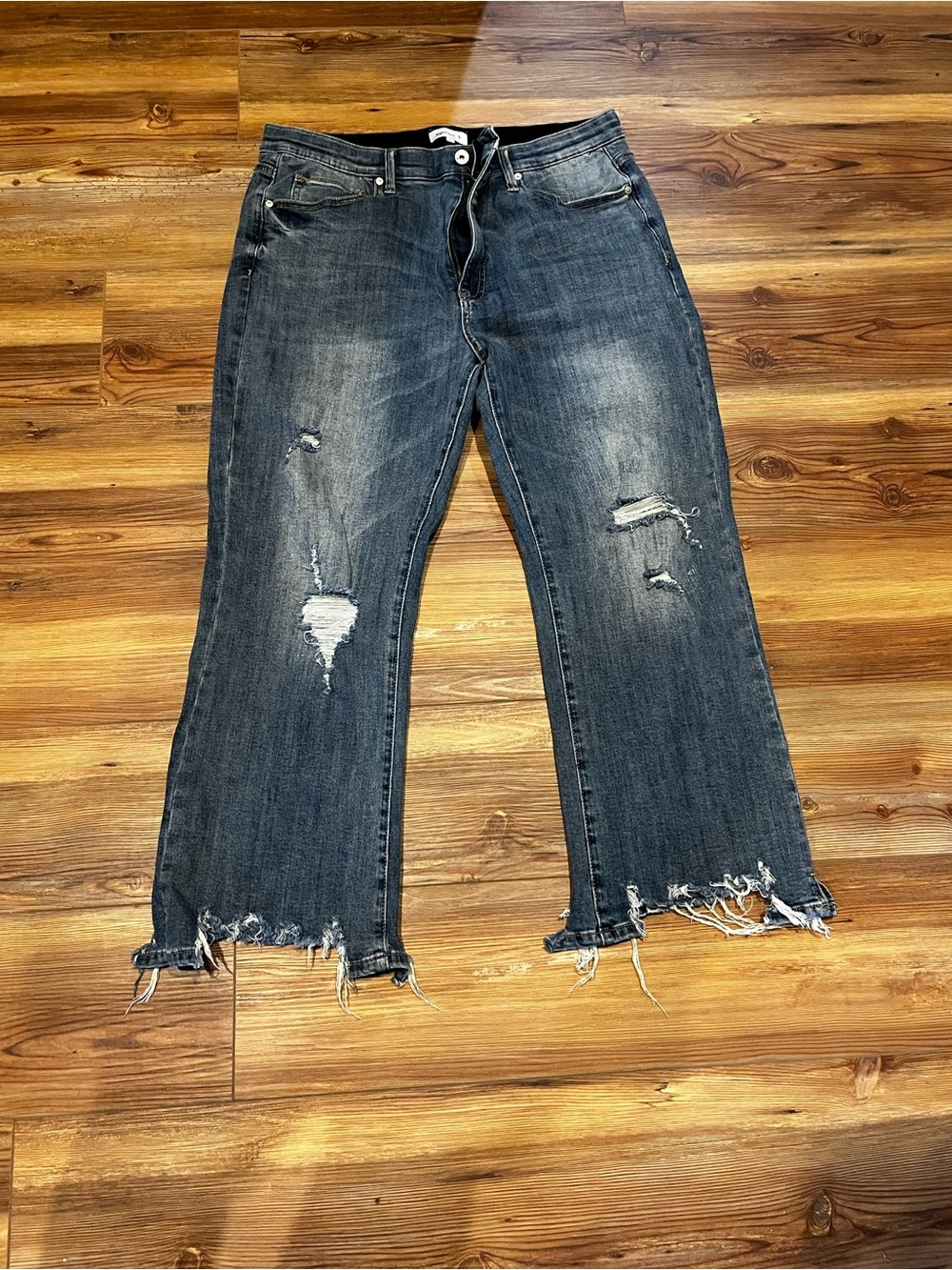 Special A - Distressed Wide-Leg Women's Jeans — Dark Blue